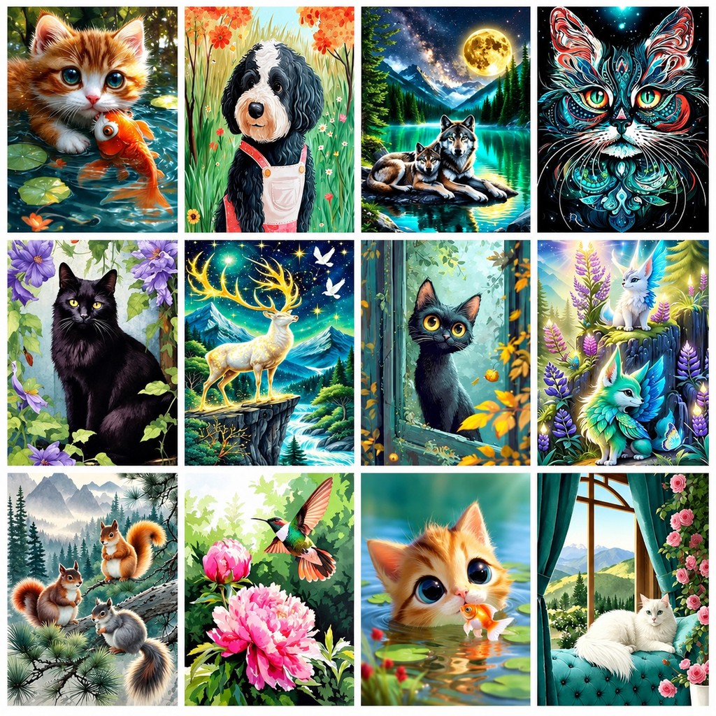 Enchanted Creatures Paint by Number Kits for Adults