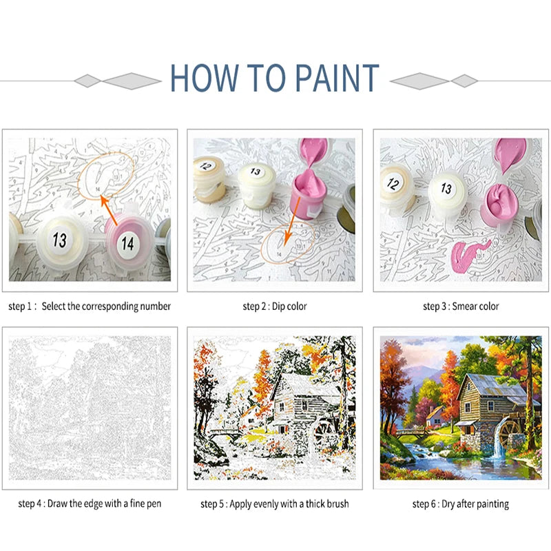 Peaceful Landscapes Paint by Number Kits for Adults