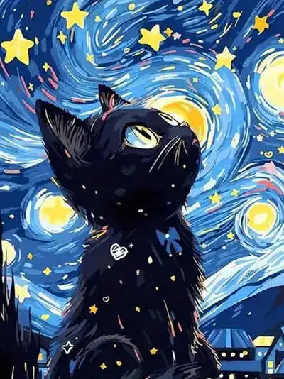 Night Cats Paint by Number Kits for Adults