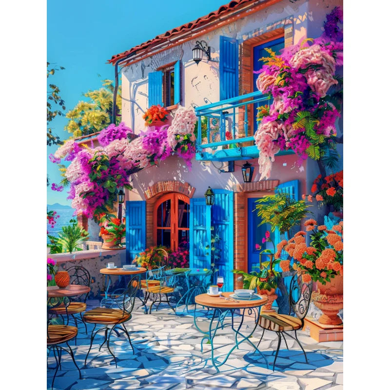 Sunlit Coastal Villages Paint by Number Kits for Adults