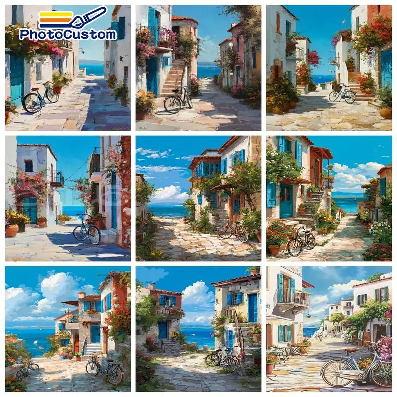 Mediterranean Village Paint by Number Kits for Adults