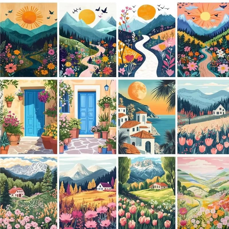 Mountain Meadows  Wildflowers Paint by Number Kits for Adults