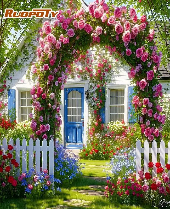 Cottage Garden Paint by Number Kits for Adults