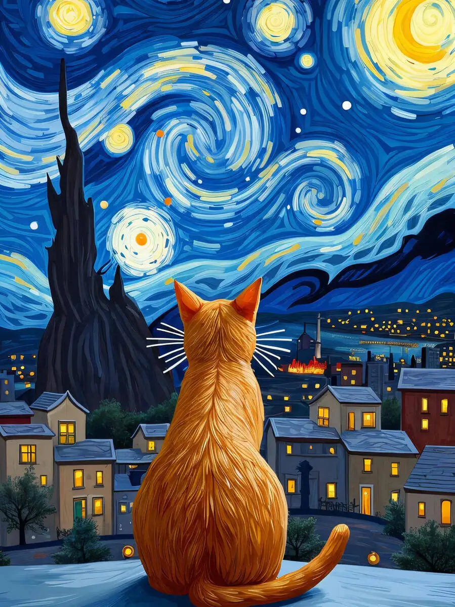 Night Cats Paint by Number Kits for Adults