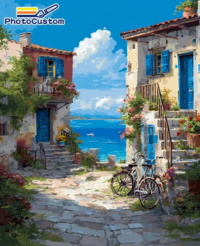 Mediterranean Village Paint by Number Kits for Adults