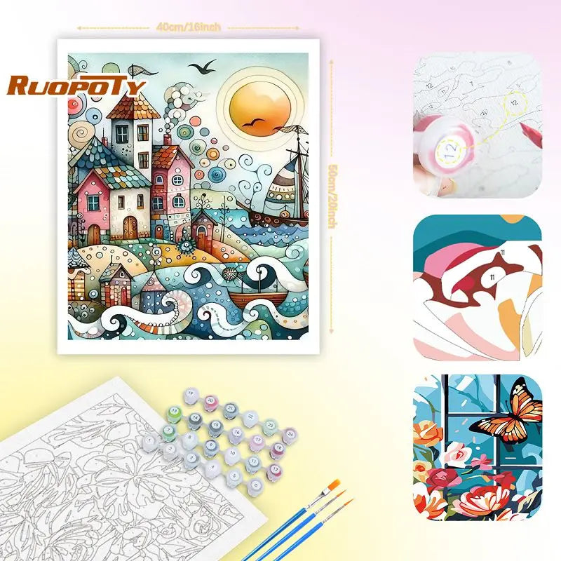 Cottage Garden Paint by Number Kits for Adults