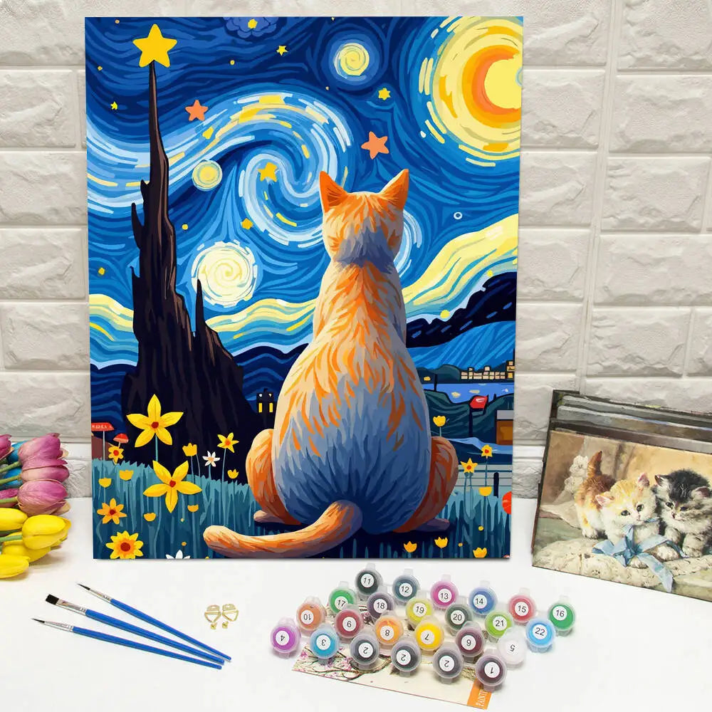 Night Cats Paint by Number Kits for Adults