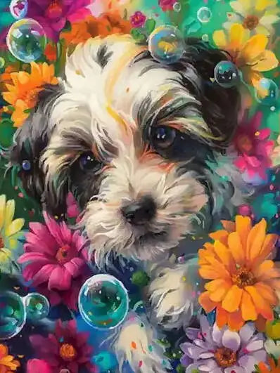 Colorful Dogs Paint by Number Kits for Adults