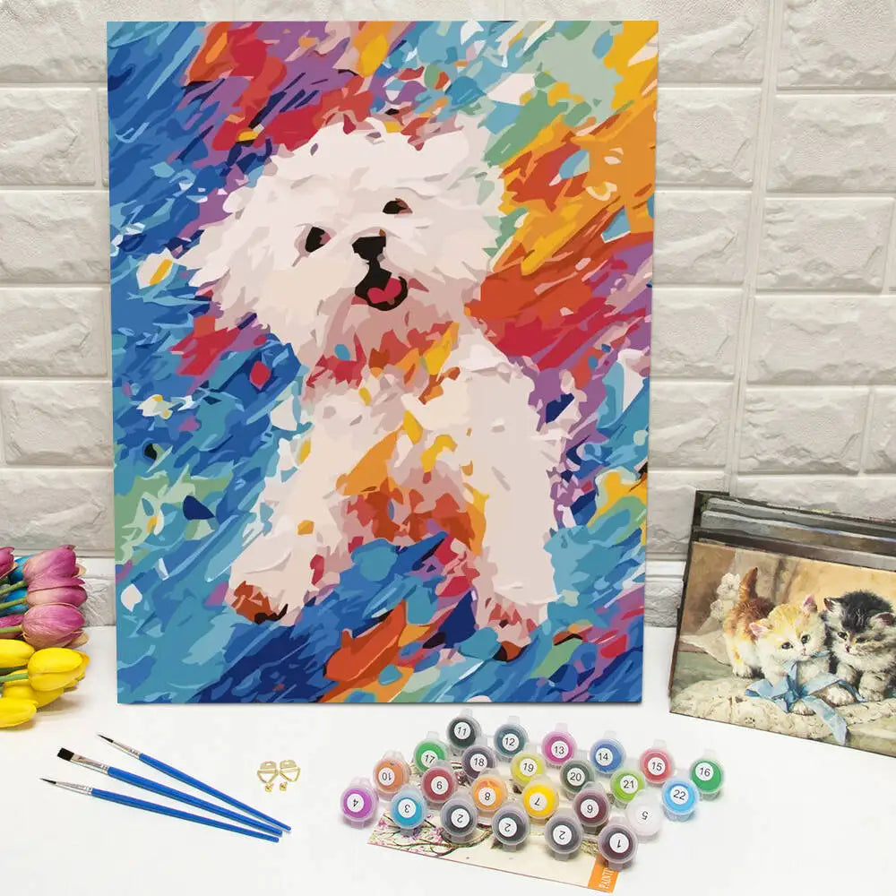 Colorful Dogs Paint by Number Kits for Adults