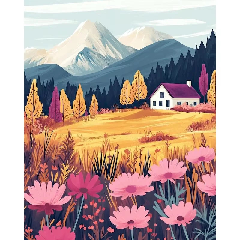 Mountain Meadows  Wildflowers Paint by Number Kits for Adults