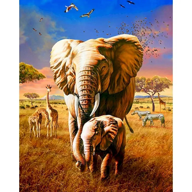 Elephant Paint by Number Kits for Adults