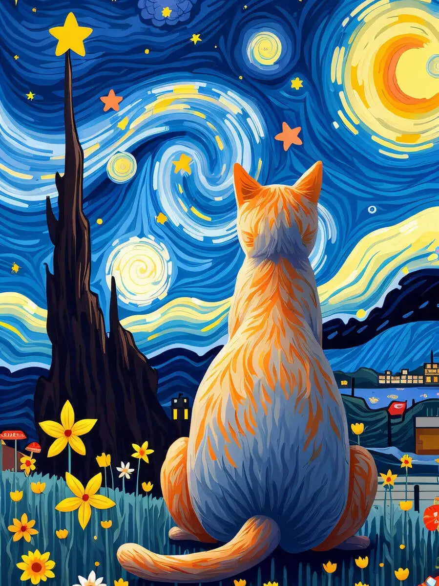 Night Cats Paint by Number Kits for Adults