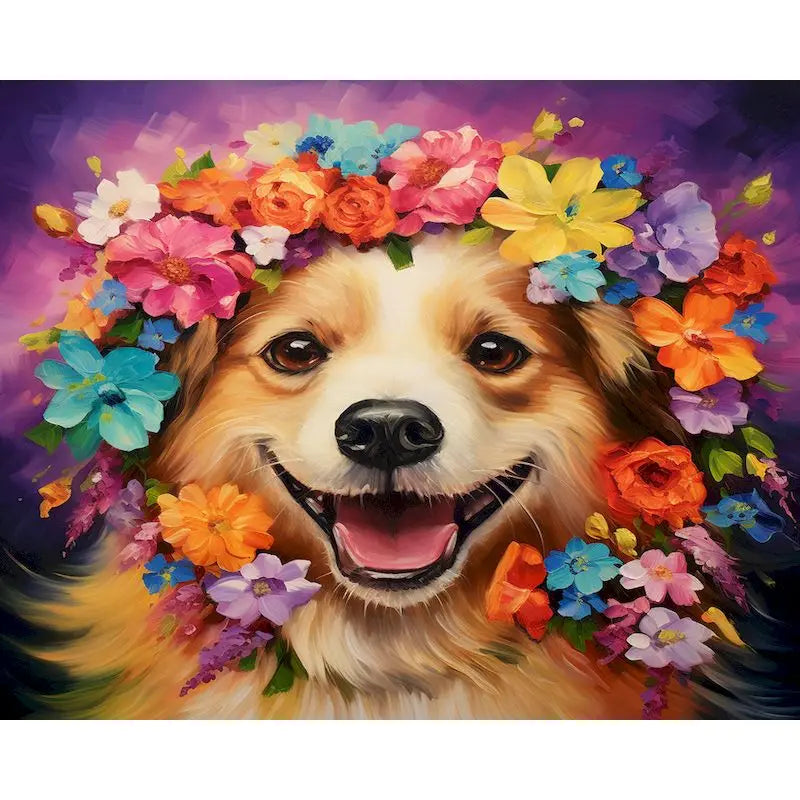 Dogs in Bloom Paint by Number Kits for Adults