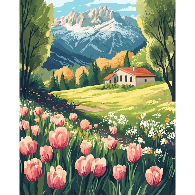 Mountain Meadows  Wildflowers Paint by Number Kits for Adults