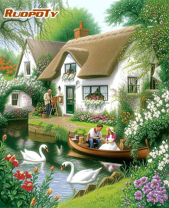 Cottage Garden Paint by Number Kits for Adults