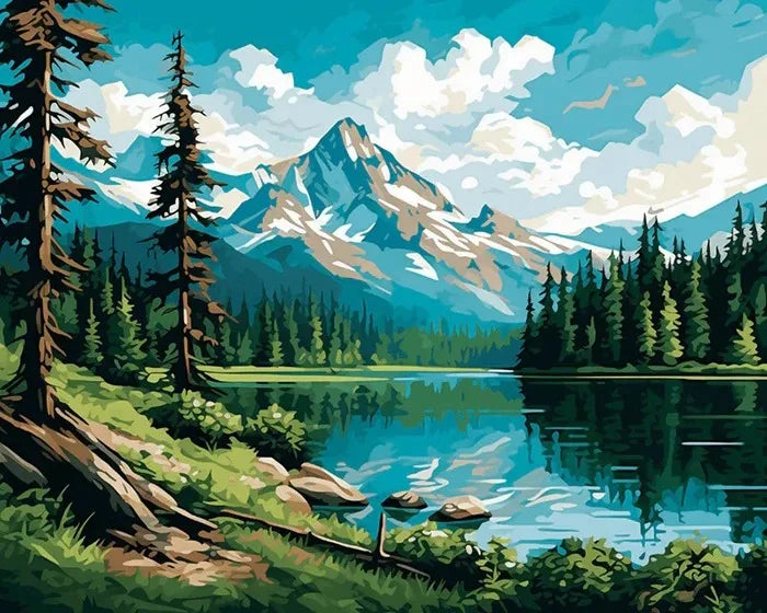Mountain Waters Paint by Number Kits for Adults