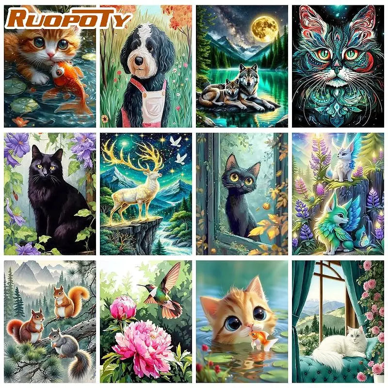 Enchanted Creatures Paint by Number Kits for Adults