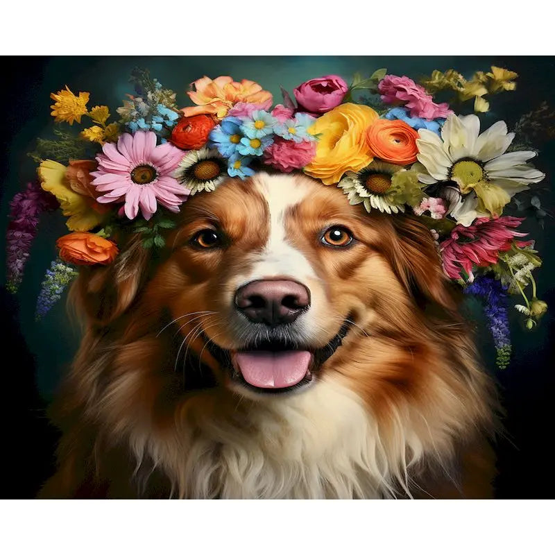 Dogs in Bloom Paint by Number Kits for Adults