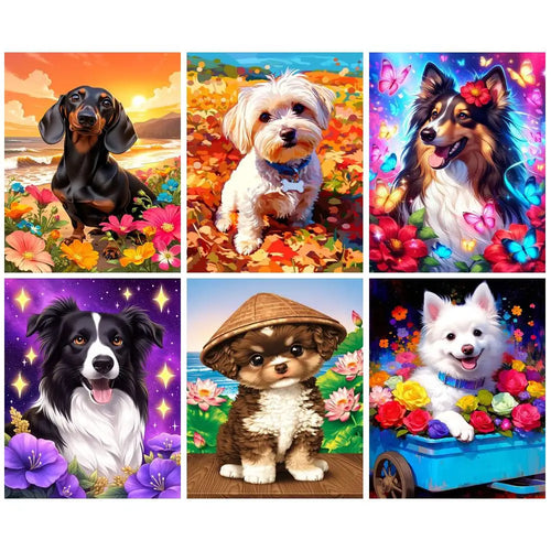 Dog Paint by Number Kits for Adults