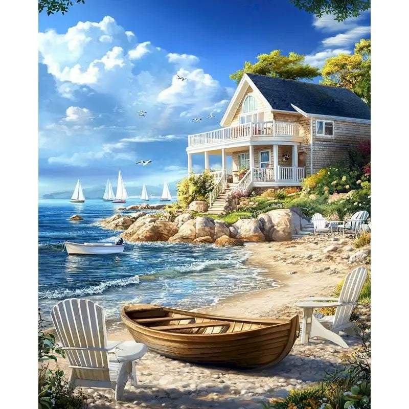 Sunny Coastal Escapes Paint by Number Kits for Adults