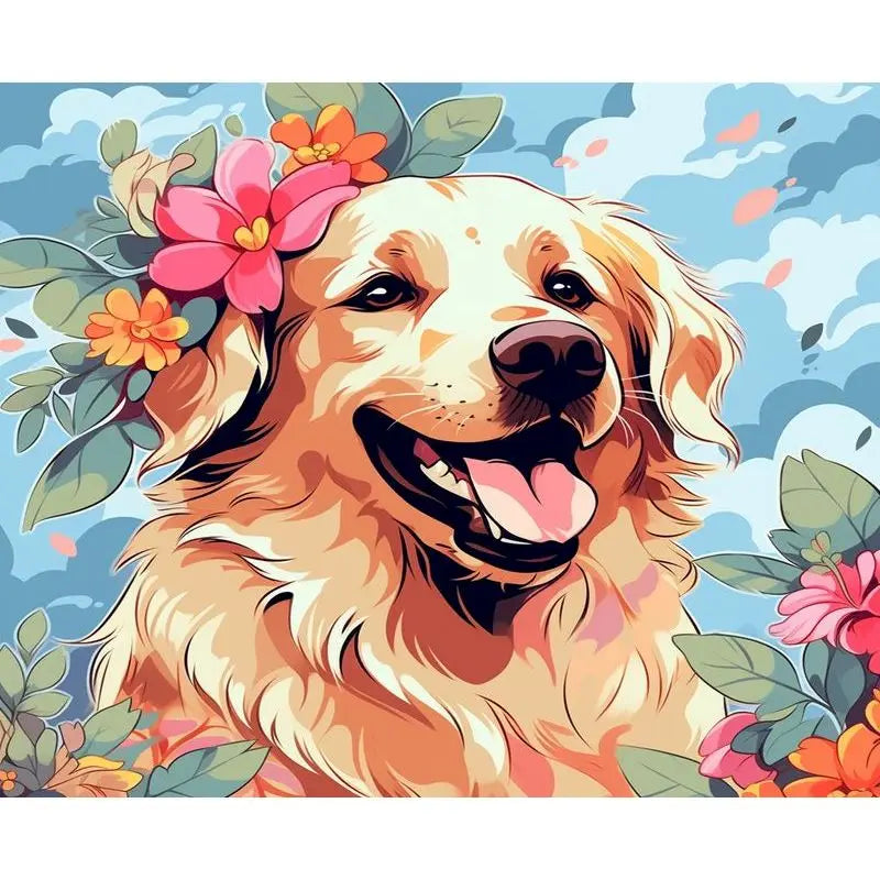 Dogs in Bloom Paint by Number Kits for Adults