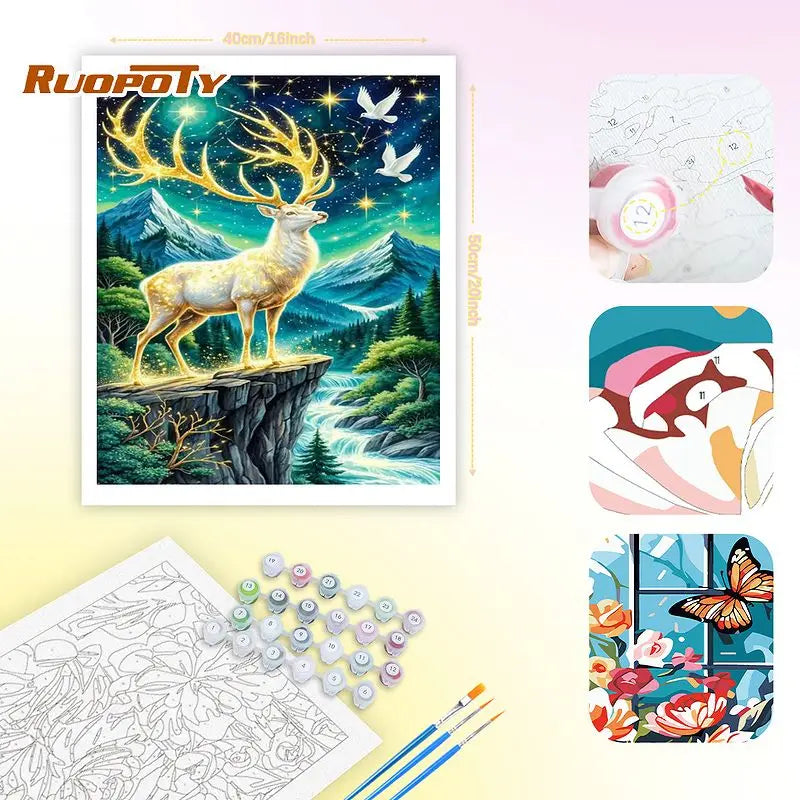 Enchanted Creatures Paint by Number Kits for Adults