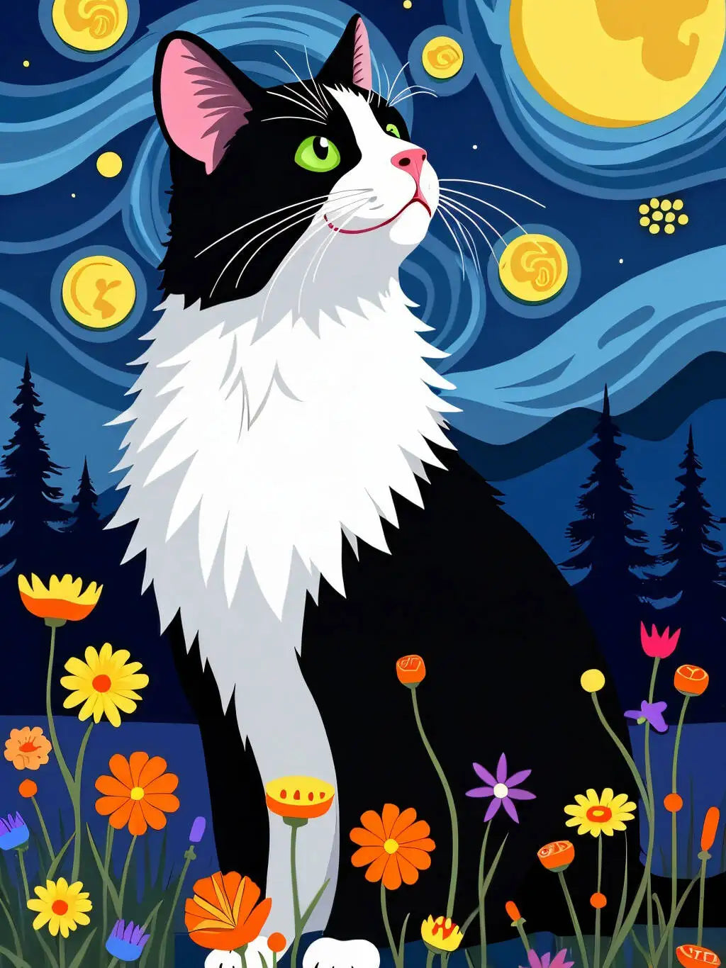 Night Cats Paint by Number Kits for Adults