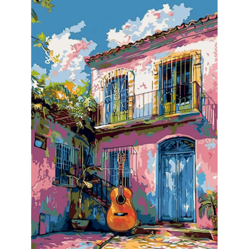 Sunlit Coastal Villages Paint by Number Kits for Adults