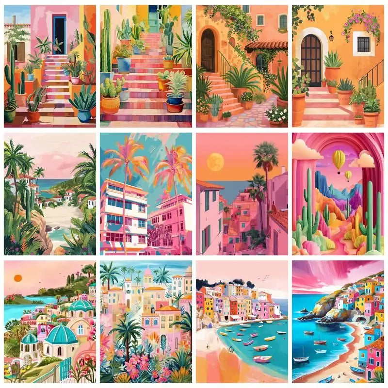 Pastel Paradise Paint by Number Kits for Adults