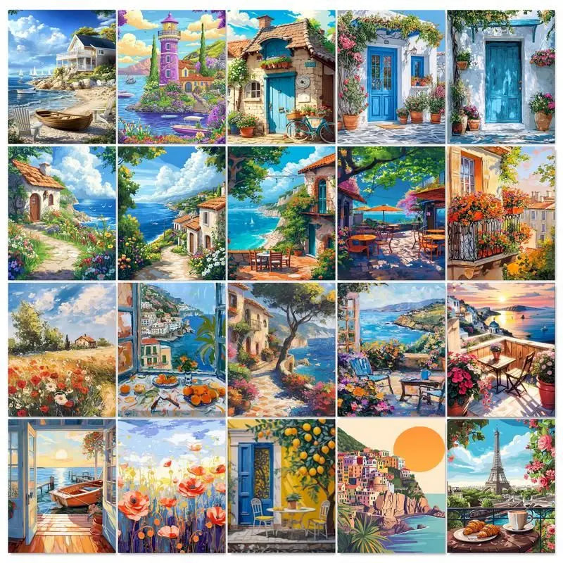 Sunny Coastal Escapes Paint by Number Kits for Adults
