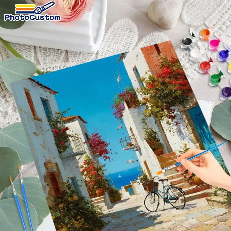 Mediterranean Village Paint by Number Kits for Adults