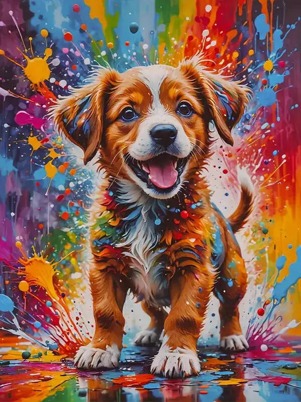 Colorful Dogs Paint by Number Kits for Adults
