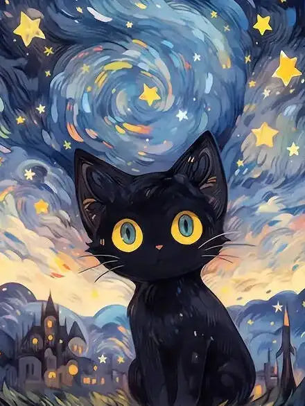Night Cats Paint by Number Kits for Adults