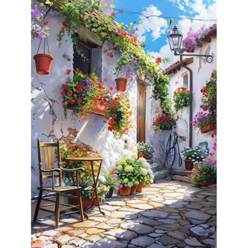 Sunlit Coastal Villages Paint by Number Kits for Adults