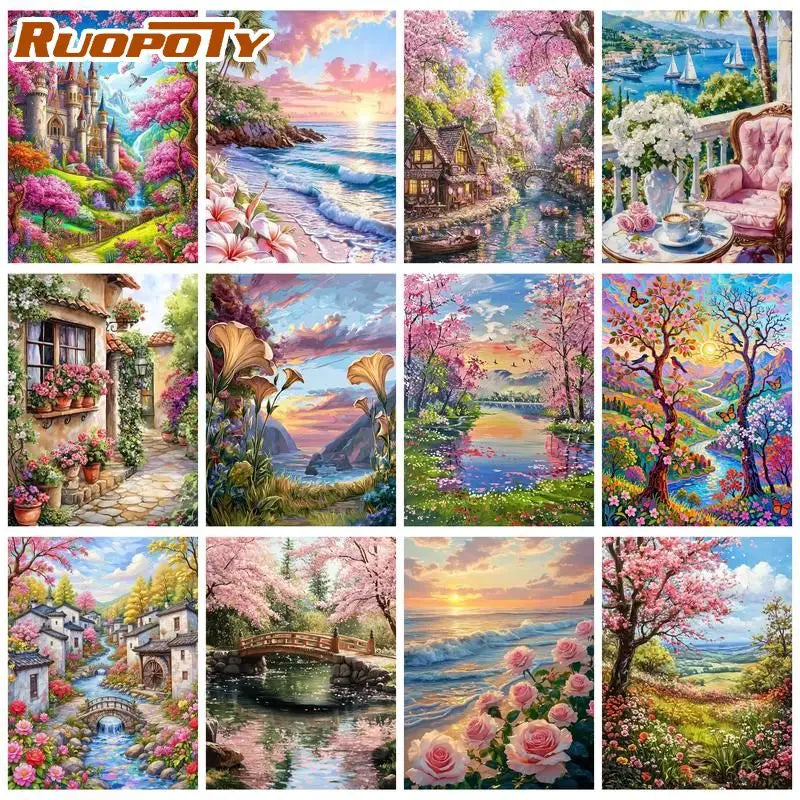 Enchanted Gardens &amp; Waterscapes Paint by Number Kits for Adults