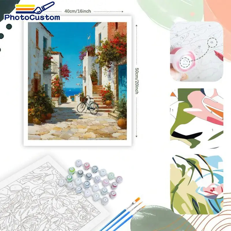 Mediterranean Village Paint by Number Kits for Adults