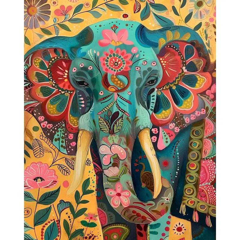 Elephant Paint by Number Kits for Adults