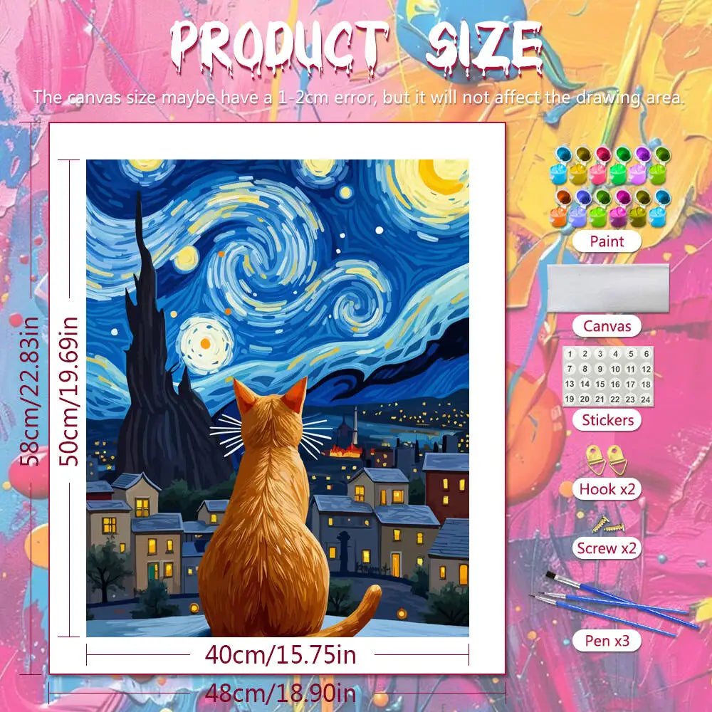 Night Cats Paint by Number Kits for Adults