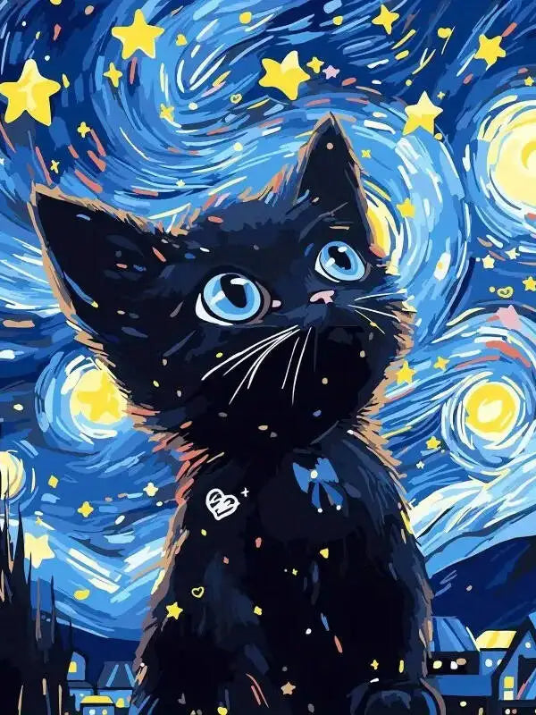 Night Cats Paint by Number Kits for Adults