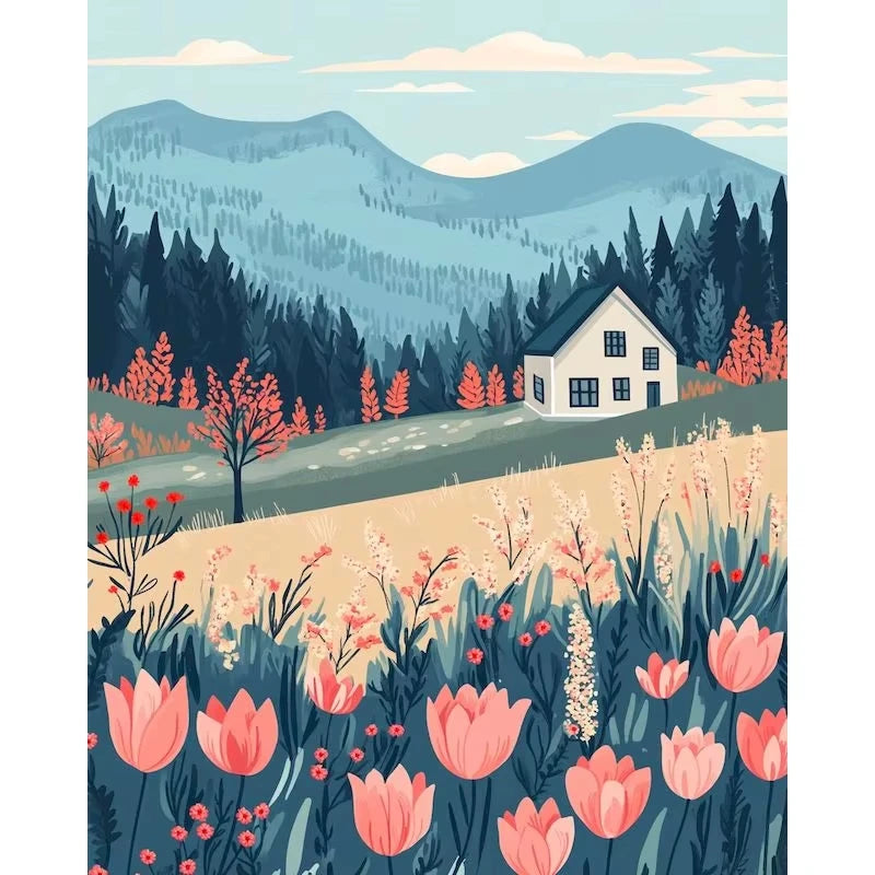 Mountain Meadows  Wildflowers Paint by Number Kits for Adults