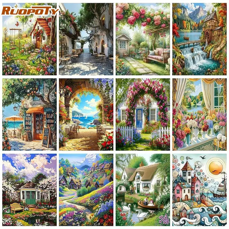 Cottage Garden Paint by Number Kits for Adults