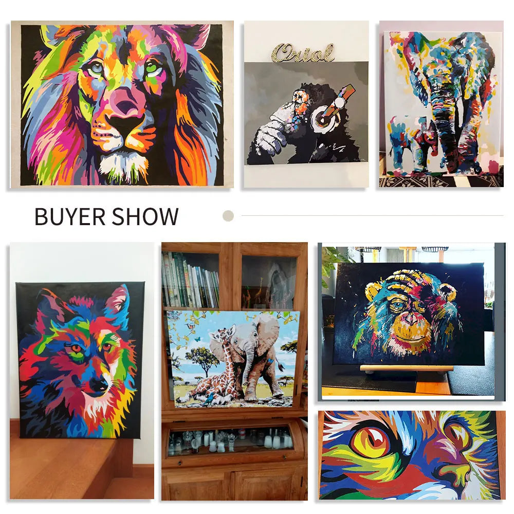 Elephant Paint by Number Kits for Adults