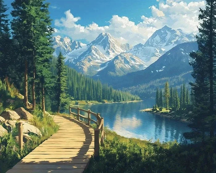 Mountain Waters Paint by Number Kits for Adults