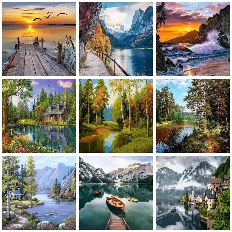 Peaceful Landscapes Paint by Number Kits for Adults