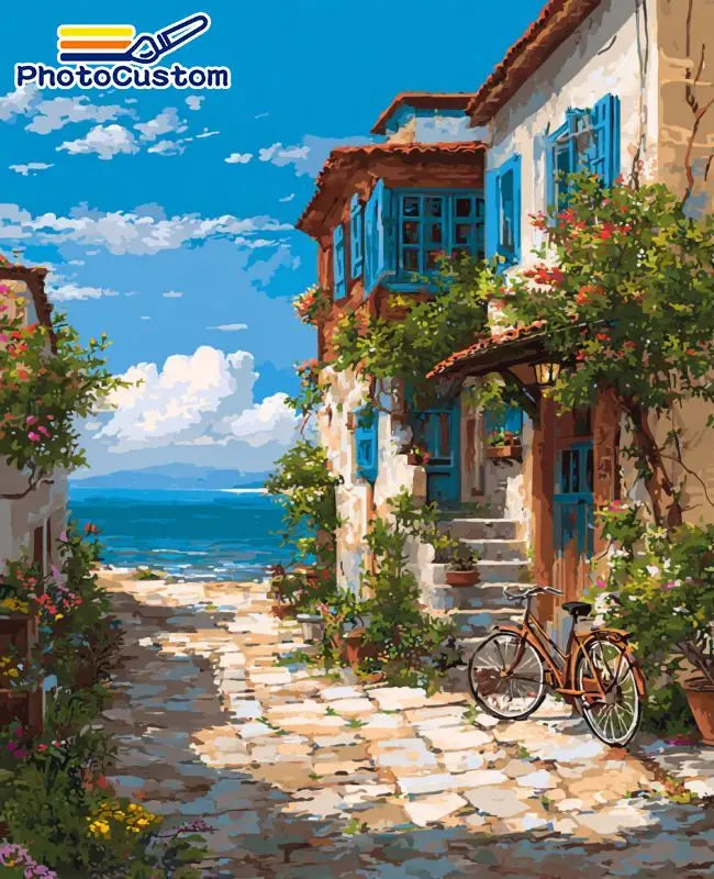 Mediterranean Village Paint by Number Kits for Adults