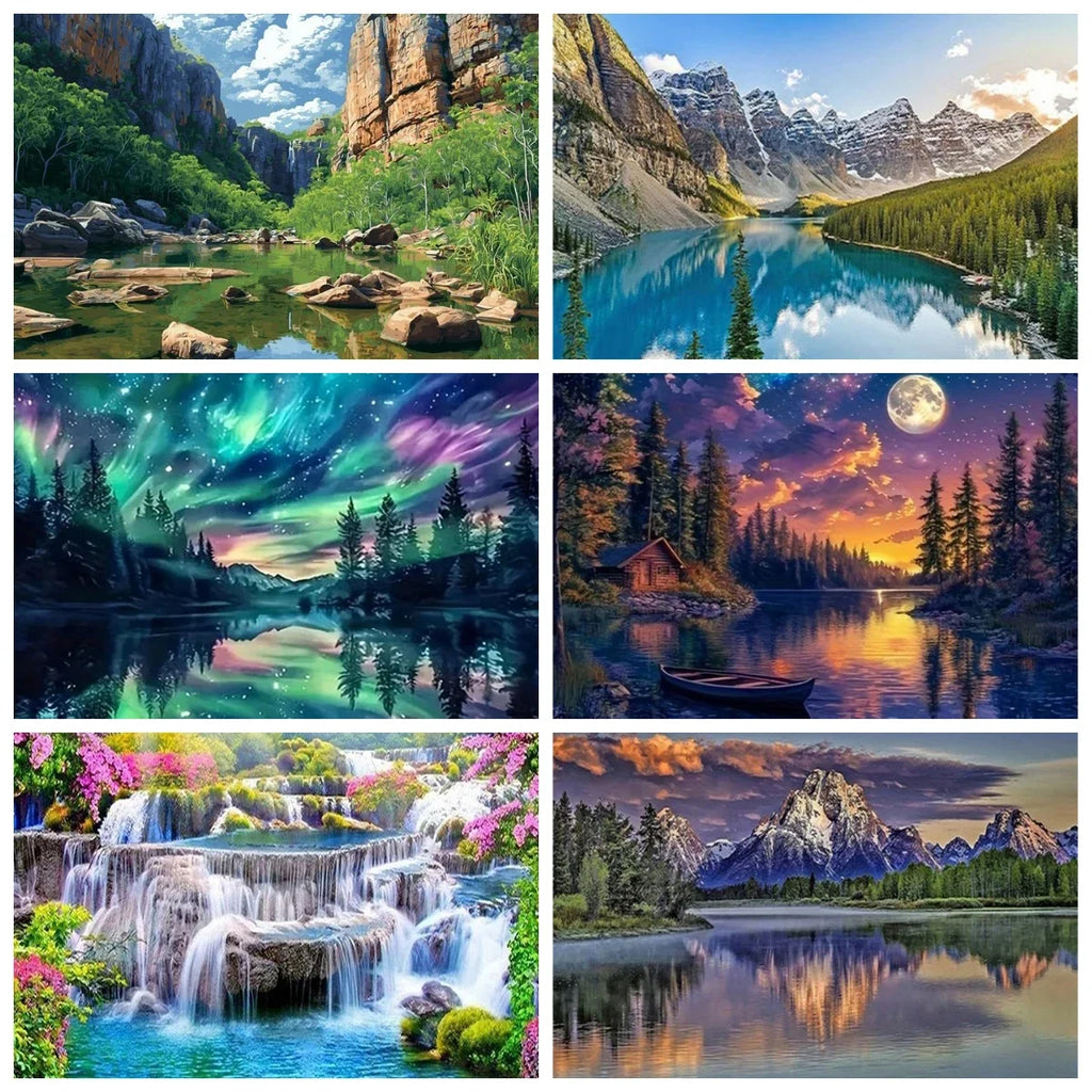 Mountain Waters Paint by Number Kits for Adults