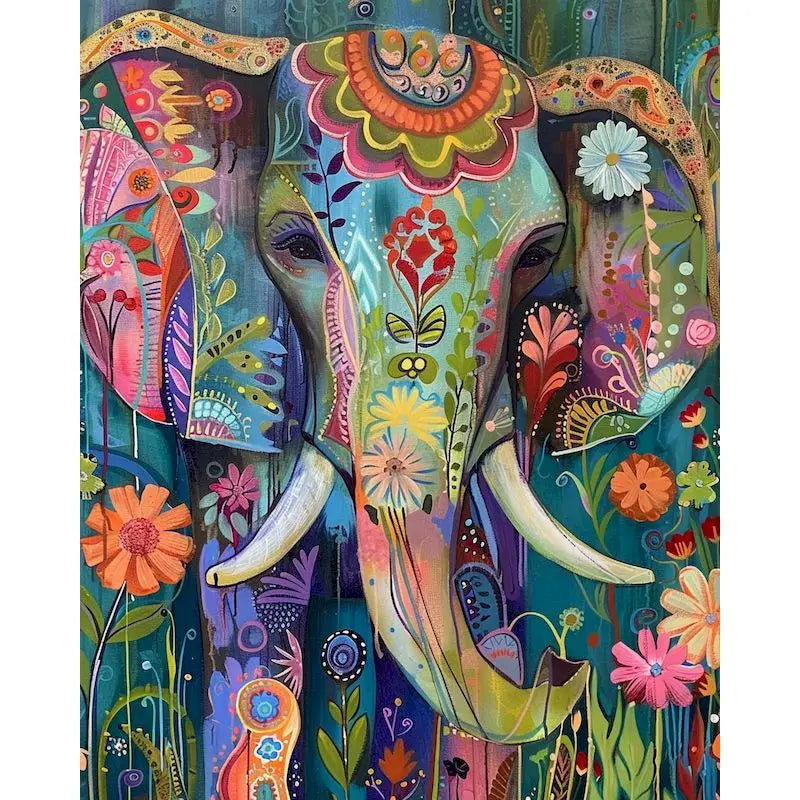 Elephant Paint by Number Kits for Adults