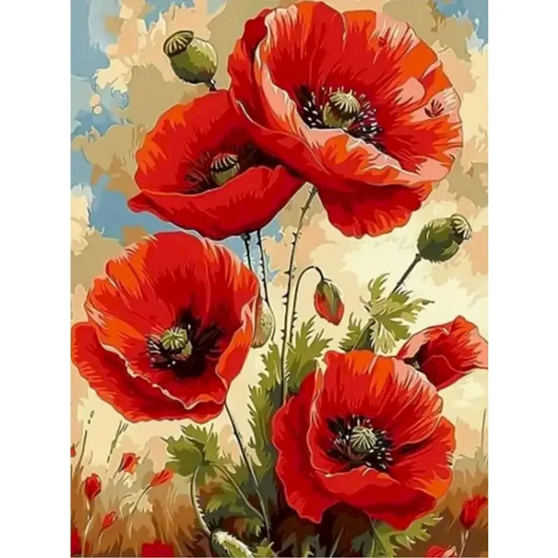 Red Poppies Paint by Number Kit for Adults
