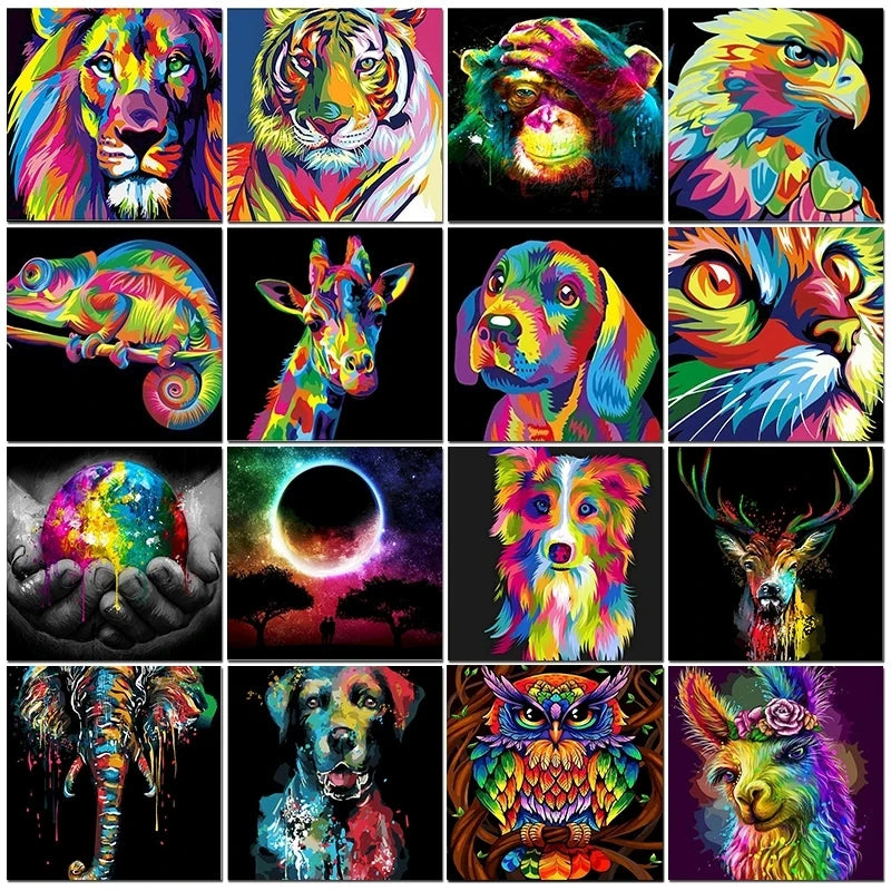 Colorful Creatures Paint by Number Kits for Adults