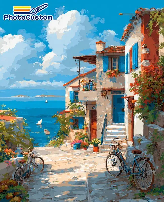 Mediterranean Village Paint by Number Kits for Adults